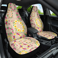 Hawaiian Kakau Tattoo Leis and Palaka Pattern Car Seat Cover Traditional Aloha Tribal Beige Color LT03 One Size Beige - Polynesian Pride