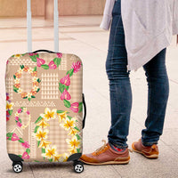 Hawaiian Kakau Tattoo Leis and Palaka Pattern Luggage Cover Traditional Aloha Tribal Beige Color LT03 Beige - Polynesian Pride