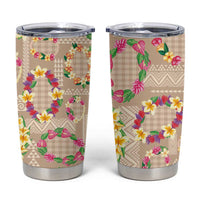 Hawaiian Kakau Tattoo Leis and Palaka Pattern Tumbler Cup Traditional Aloha Tribal Beige Color LT03 Beige - Polynesian Pride