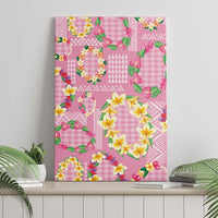 Hawaiian Leis Canvas Wall Art Kakau Tattoos and Palaka Pastel Pink Color