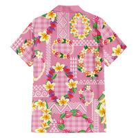Hawaiian Leis Family Matching Short Sleeve Bodycon Dress and Hawaiian Shirt Kakau Tattoos and Palaka Pastel Pink Color