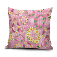 Hawaiian Leis Pillow Cover Kakau Tattoos and Palaka Pastel Pink Color