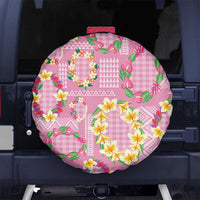 Hawaiian Leis Spare Tire Cover Kakau Tattoos and Palaka Pastel Pink Color
