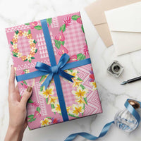 Hawaiian Leis Wrapping Paper Kakau Tattoos and Palaka Pastel Pink Color