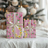 Hawaiian Leis Wrapping Paper Kakau Tattoos and Palaka Pastel Pink Color