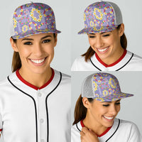 Hawaiian Leis Baseball Net Cap Kakau Tattoos and Palaka Pastel Purple Color