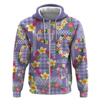 Hawaiian Leis Hoodie Kakau Tattoos and Palaka Pastel Purple Color