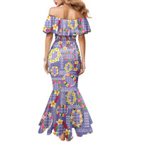 Hawaiian Leis Mermaid Dress Kakau Tattoos and Palaka Pastel Purple Color