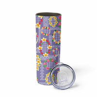 Hawaiian Leis Skinny Tumbler Kakau Tattoos and Palaka Pastel Purple Color