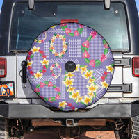 Hawaiian Leis Spare Tire Cover Kakau Tattoos and Palaka Pastel Purple Color