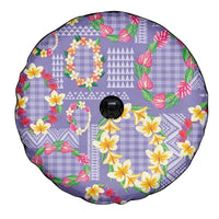 Hawaiian Leis Spare Tire Cover Kakau Tattoos and Palaka Pastel Purple Color