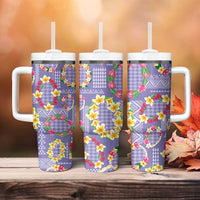 Hawaiian Leis Tumbler With Handle Kakau Tattoos and Palaka Pastel Purple Color LT03 - Polynesian Pride