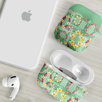 Hawaiian Leis AirPods Case Kakau Tattoos and Palaka Pastel Green Color