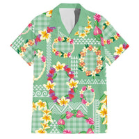 Hawaiian Leis Family Matching Off Shoulder Maxi Dress and Hawaiian Shirt Kakau Tattoos and Palaka Pastel Green Color