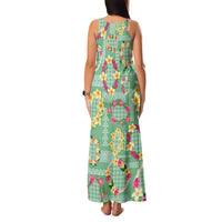 Hawaiian Leis Family Matching Tank Maxi Dress and Hawaiian Shirt Kakau Tattoos and Palaka Pastel Green Color