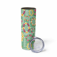 Hawaiian Leis Skinny Tumbler Kakau Tattoos and Palaka Pastel Green Color