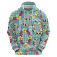 Hawaiian Leis Zip Hoodie Kakau Tattoos and Palaka Pastel Teal Color LT03 - Polynesian Pride