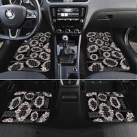 Hawaiian Leis Car Mats Kakau Tattoos and Palaka Pastel Grayscale LT03 Set 4pcs Black - Polynesian Pride