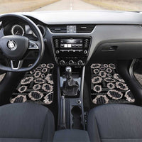 Hawaiian Leis Car Mats Kakau Tattoos and Palaka Pastel Grayscale LT03 Set 2pcs - Front Black - Polynesian Pride