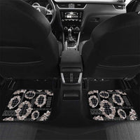 Hawaiian Leis Car Mats Kakau Tattoos and Palaka Pastel Grayscale LT03 Set 2pcs - Back Black - Polynesian Pride