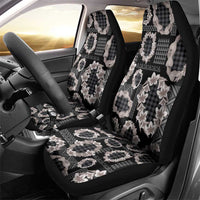 Hawaiian Leis Car Seat Cover Kakau Tattoos and Palaka Pastel Grayscale