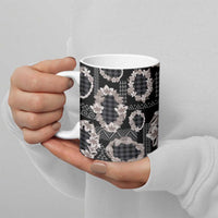 Hawaiian Leis Ceramic Mug Kakau Tattoos and Palaka Pastel Grayscale