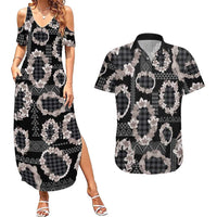 Hawaiian Leis Couples Matching Summer Maxi Dress and Hawaiian Shirt Kakau Tattoos and Palaka Pastel Grayscale