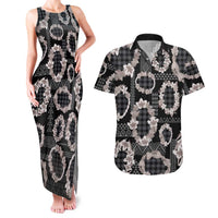 Hawaiian Leis Couples Matching Tank Maxi Dress and Hawaiian Shirt Kakau Tattoos and Palaka Pastel Grayscale