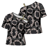Hawaiian Leis Cross Shoulder Shirt Kakau Tattoos and Palaka Pastel Grayscale