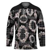 Hawaiian Leis Hockey Jersey Kakau Tattoos and Palaka Pastel Grayscale