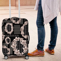 Hawaiian Leis Luggage Cover Kakau Tattoos and Palaka Pastel Grayscale