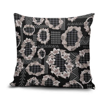 Hawaiian Leis Pillow Cover Kakau Tattoos and Palaka Pastel Grayscale LT03 Black - Polynesian Pride