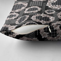 Hawaiian Leis Pillow Cover Kakau Tattoos and Palaka Pastel Grayscale LT03 - Polynesian Pride