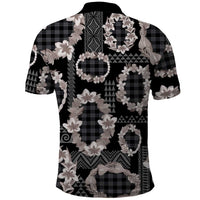 Hawaiian Leis Polo Shirt Kakau Tattoos and Palaka Pastel Grayscale
