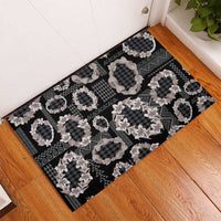 Hawaiian Leis Rubber Doormat Kakau Tattoos and Palaka Pastel Grayscale LT03 - Polynesian Pride
