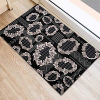 Hawaiian Leis Rubber Doormat Kakau Tattoos and Palaka Pastel Grayscale LT03 - Polynesian Pride