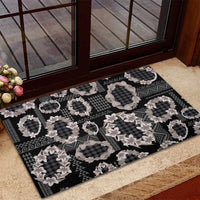 Hawaiian Leis Rubber Doormat Kakau Tattoos and Palaka Pastel Grayscale LT03 - Polynesian Pride