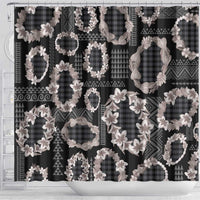 Hawaiian Leis Shower Curtain Kakau Tattoos and Palaka Pastel Grayscale LT03 - Polynesian Pride