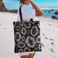 Hawaiian Leis Tote Bag Kakau Tattoos and Palaka Pastel Grayscale