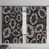 Hawaiian Leis Window Curtain Kakau Tattoos and Palaka Pastel Grayscale