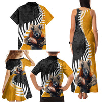 New Zealand and Australia Rugby Family Matching Tank Maxi Dress and Hawaiian Shirt Koala and Maori Warrior Together