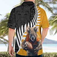 New Zealand and Australia Rugby Hawaiian Shirt Koala and Maori Warrior Together LT03 - Polynesian Pride