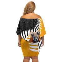 New Zealand and Australia Rugby Off Shoulder Short Dress Koala and Maori Warrior Together LT03 - Polynesian Pride