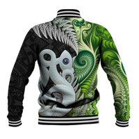 New Zealand Koru Natural Baseball Jacket Manaia and Silver Fern Maori Pattern
