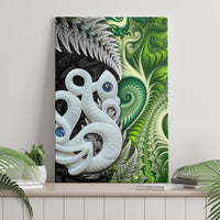 New Zealand Koru Natural Canvas Wall Art Manaia and Silver Fern Maori Pattern