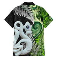New Zealand Koru Natural Family Matching Tank Maxi Dress and Hawaiian Shirt Manaia and Silver Fern Maori Pattern