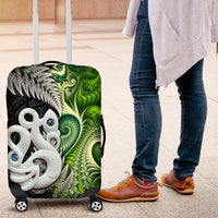 New Zealand Koru Natural Luggage Cover Manaia and Silver Fern Maori Pattern