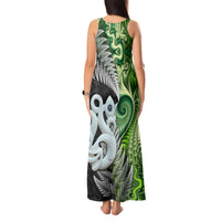 New Zealand Koru Natural Tank Maxi Dress Manaia and Silver Fern Maori Pattern LT03 - Polynesian Pride