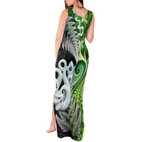 New Zealand Koru Natural Tank Maxi Dress Manaia and Silver Fern Maori Pattern LT03 - Polynesian Pride