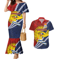 Kiribati Independence Day Couples Matching Mermaid Dress and Hawaiian Shirt Polynesian and Melanesian Art Tattoo